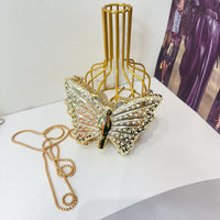 Eboo Luxury Butterfly Crystal Metal Clutch Bag for Women Party Crossbody Purse with Chain Strap