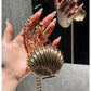 Luxury Seashell Metal Clutch Bag for Women – Elegant Hard Case Crossbody Purse with Chain Strap