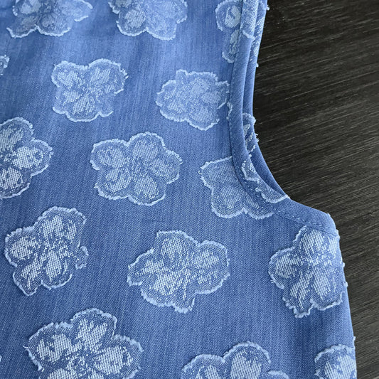 Eboo Baby Girls Blue Floral Sleeveless Collar Top & Wide Leg Pants Co-Ord Set