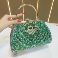 Eboo Luxury Peacock Crystal Clutch Bag for Women Ã¢?? Designer Rhinestone Evening Party Handbag with Top Handle