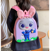 Eboo Cute 3D Bunny Officer Hard Shell Kids Backpack with Plush Ears
