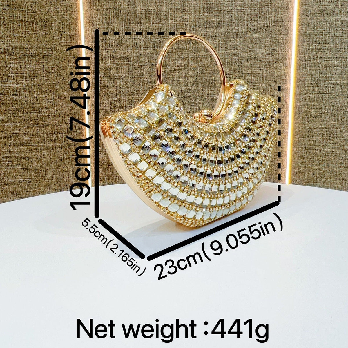 Eboo Luxury Crystal Clutch Bag for Women • Rhinestone Evening Party Handbag with Ring Handle