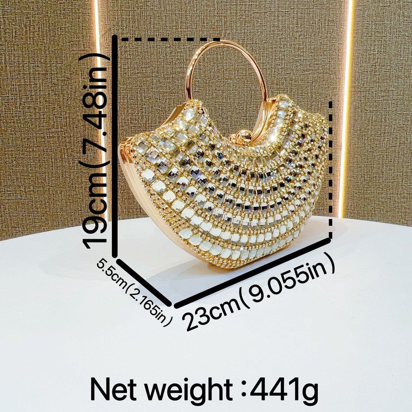 Eboo Luxury Crystal Clutch Bag for Women – Rhinestone Evening Party Handbag with Ring Handle