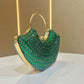 Eboo Luxury Crystal Crescent Clutch Bag for Women – Rhinestone Evening Party Handbag with Ring Handle
