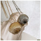 Luxury Seashell Metal Clutch Bag for Women – Elegant Hard Case Crossbody Purse with Chain Strap