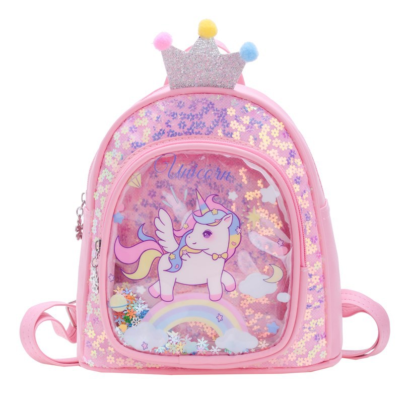Eboo Cute Glitter Crown Unicorn Kids Backpack Ã¢?? Sparkling Sequin Mini School Bag