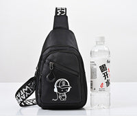 Eboo Cartoon Music Boy Black Sling Bag Ã¢?? Casual Outdoor Chest Crossbody Bag