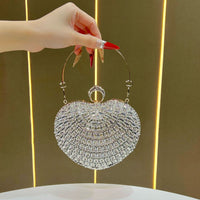 Eboo Luxury Crystal Evening Clutch Bag for Women • Rhinestone Party Handbag with Gold Ring Handle