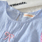 Eboo Eboo Baby Girls Blue Striped Bow Sleeveless Top & Wide Leg Pants Co-Ord Set