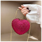 Eboo Luxury Heart Shape Crystal Clutch Bag for Women – Rhinestone Evening Party Handbag with Gold Handle