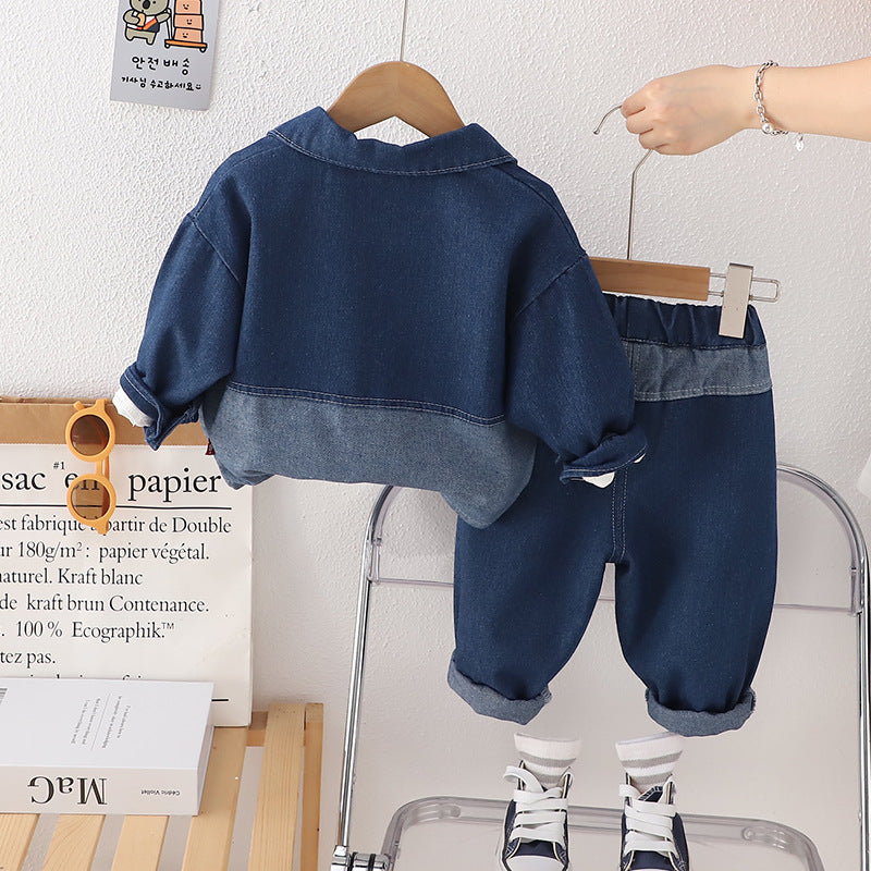 Eboo Two-Tone Denim Jacket & Cuffed Jean Set