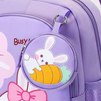 Eboo Cute Purple Bunny & Flower Kids School Bag with Small Matching Pouch