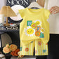 Eboo Baby Girl Summer Cotton 2-Piece Outfit – Yellow Daisy Sleeveless Top & Striped Shorts Set