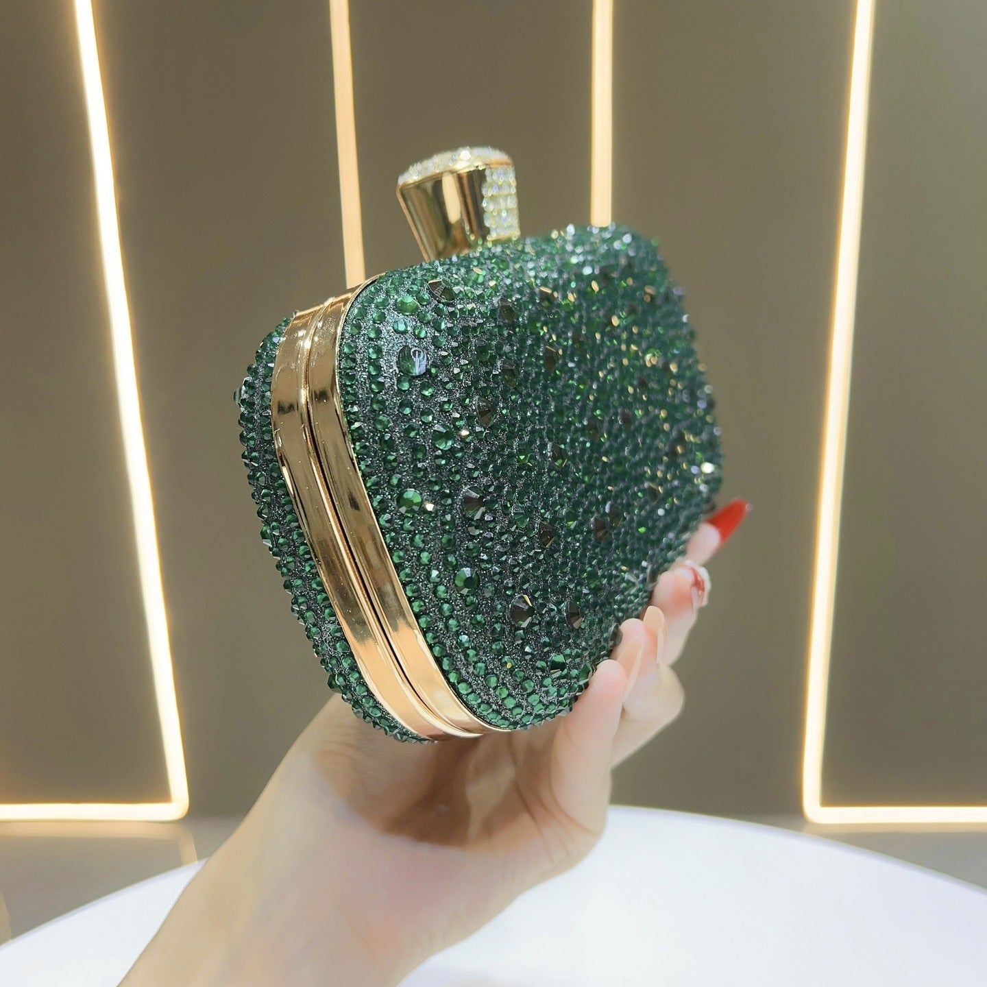 Eboo Luxury Crystal Box Clutch for Women – Rhinestone Evening Party Handbag