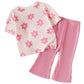 Eboo Baby Girls Pink Floral Print T-Shirt & Ribbed Flared Pants Co-Ord Set