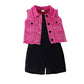 Eboo Baby Girl 2-Piece Ribbed Romper with Pink Denim Vest – Trendy Summer Outfit Set