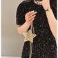 Eboo Luxury Crystal Star Clutch Bag for Women – Rhinestone Evening Party Crossbody Purse with Chain Strap