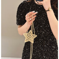 Eboo Luxury Crystal Star Clutch Bag for Women Rhinestone Evening Party Crossbody Purse with Chain Strap