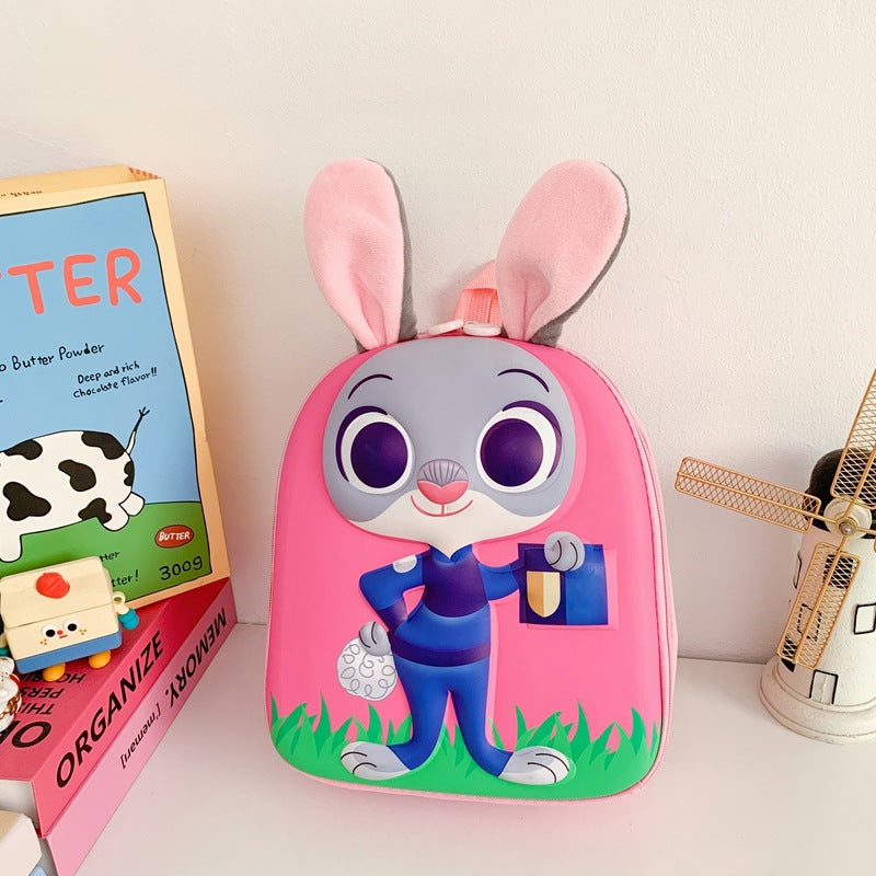 Eboo Cute 3D Bunny Officer Hard Shell Kids Backpack with Plush Ears