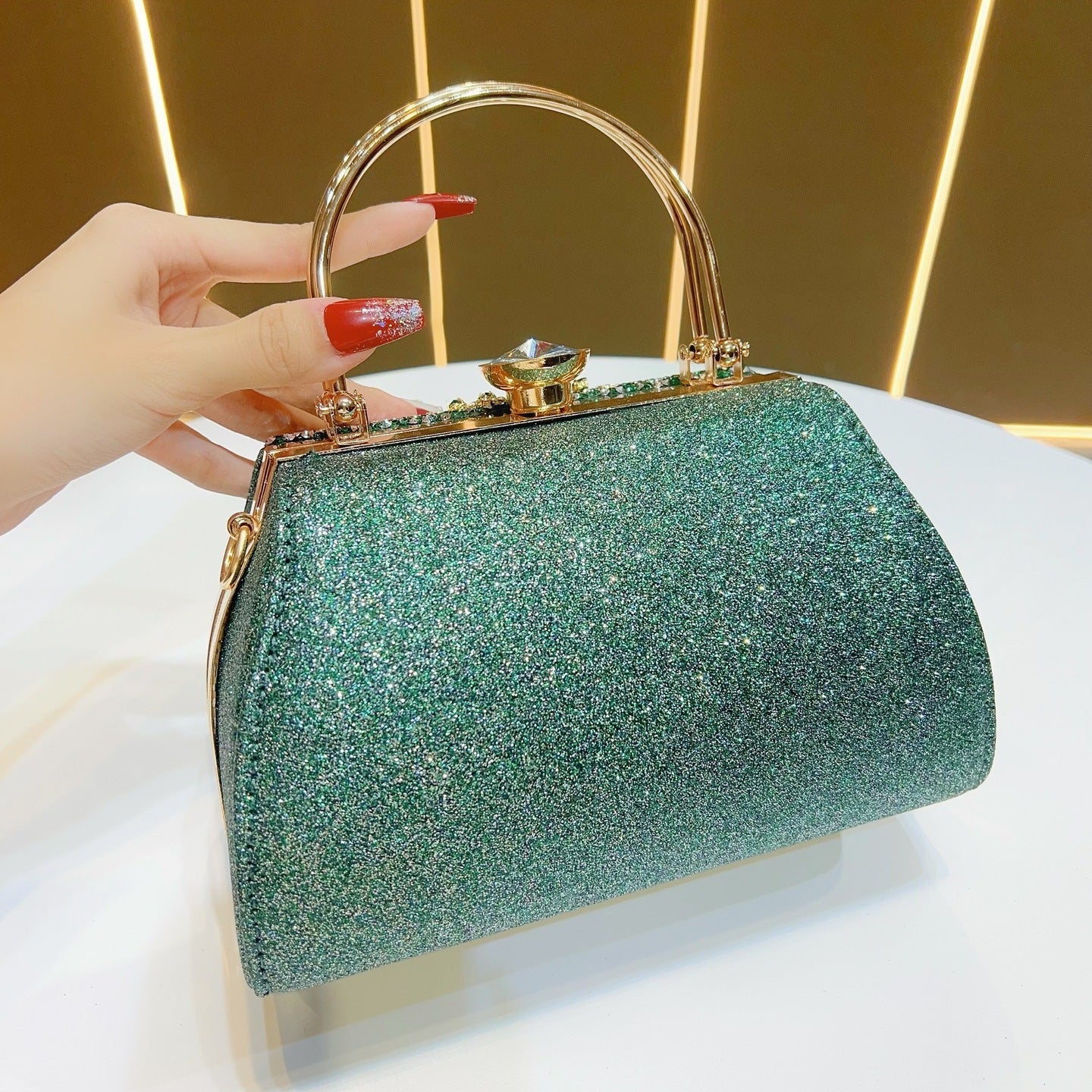 Eboo Luxury Peacock Crystal Clutch Bag for Women – Designer Rhinestone Evening Party Handbag with Top Handle