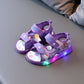 Baby Girl Sandals Cartoon Princess Print Children LED Light Up Sandals