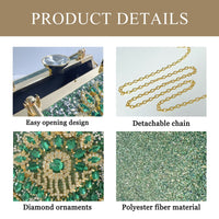 Eboo Luxury Peacock Crystal Clutch Bag for Women Ã¢?? Designer Rhinestone Evening Party Handbag with Top Handle