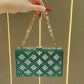 Eboo Luxury Crystal Box Clutch for Women – Rhinestone Evening Party Handbag with Gold Chain