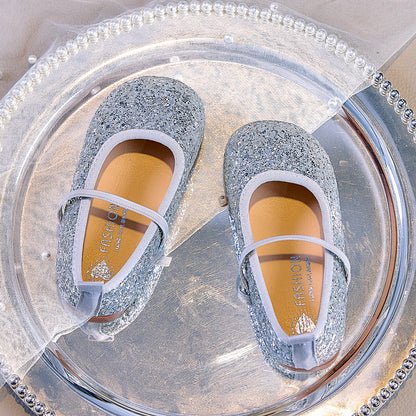 Eboo  Girls Glitter Princess Ballet Flats Shoes Ballerina Dress Shoes for Wedding Party