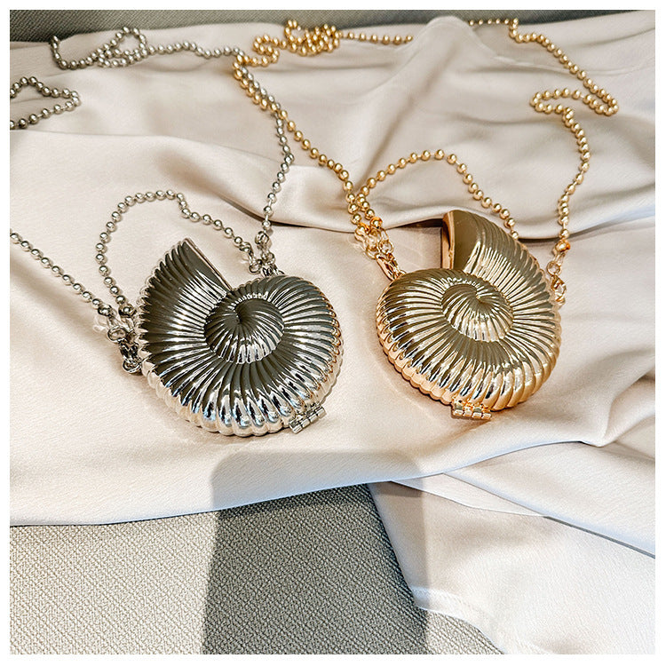 Eboo Luxury Nautilus Shell Metal Clutch Bag for Women – Elegant Evening Party Crossbody Purse with Chain Strap