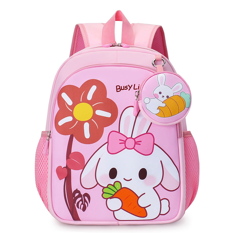 Eboo Cute Purple Bunny & Flower Kids School Bag with Small Matching Pouch