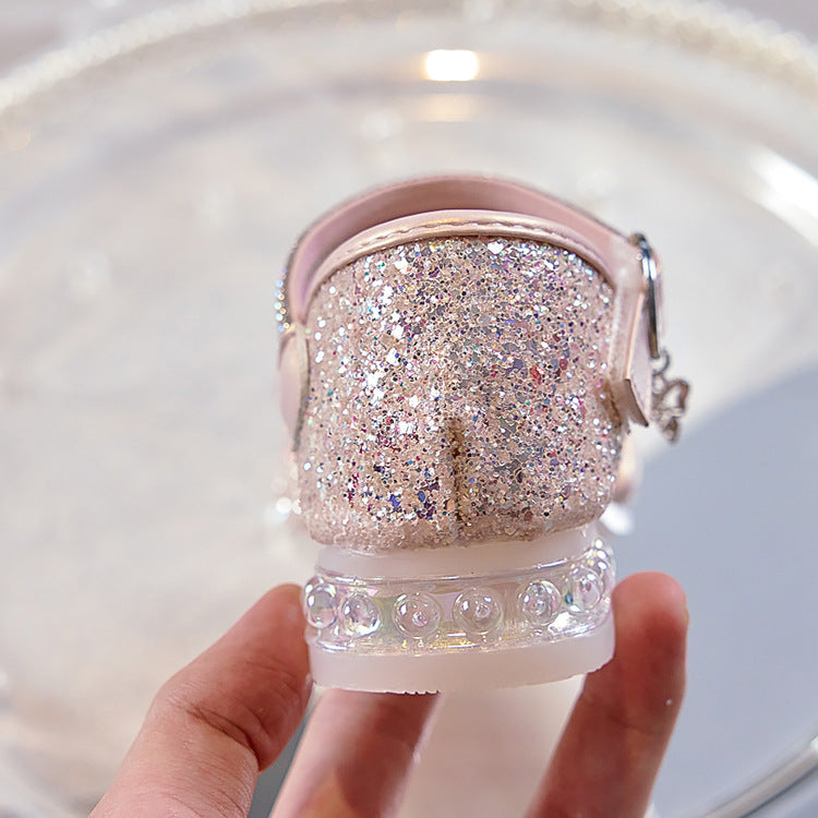 Eboo Girls Sandals Fashion Rhinestone Bow Princess Shoes Flat Heel Sandals