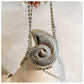 Eboo Luxury Nautilus Shell Metal Clutch Bag for Women – Elegant Evening Party Crossbody Purse with Chain Strap