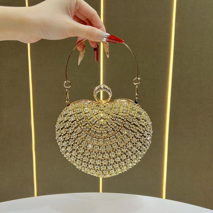 Eboo Luxury Crystal Evening Clutch Bag for Women – Rhinestone Party Handbag with Gold Ring Handle