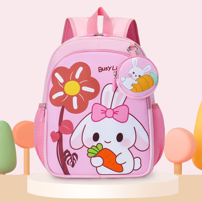 Eboo Cute Purple Bunny & Flower Kids School Bag with Small Matching Pouch