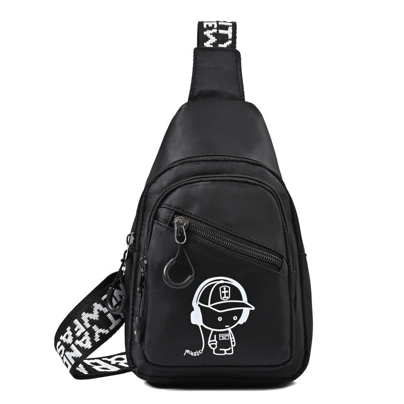 Eboo Cartoon Music Boy Black Sling Bag Ã¢?? Casual Outdoor Chest Crossbody Bag