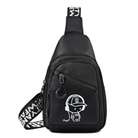 Eboo Cartoon Music Boy Black Sling Bag Ã¢?? Casual Outdoor Chest Crossbody Bag