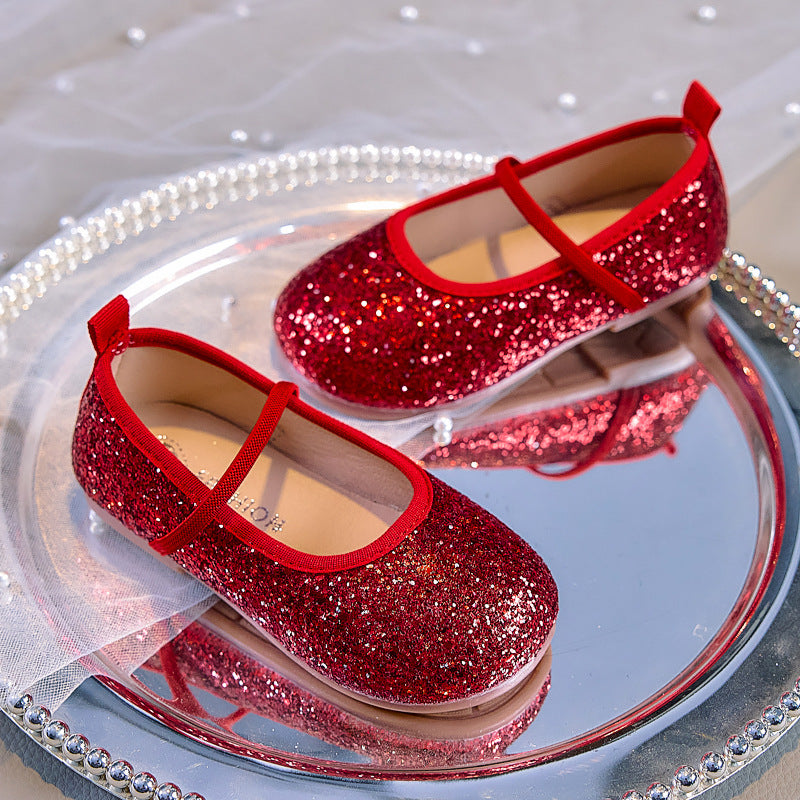 Eboo  Girls Glitter Princess Ballet Flats Shoes Ballerina Dress Shoes for Wedding Party