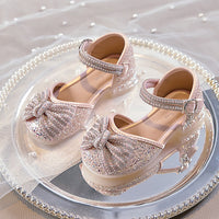 Eboo Girls Sandals Fashion Rhinestone Bow Princess Shoes Flat Heel Sandals