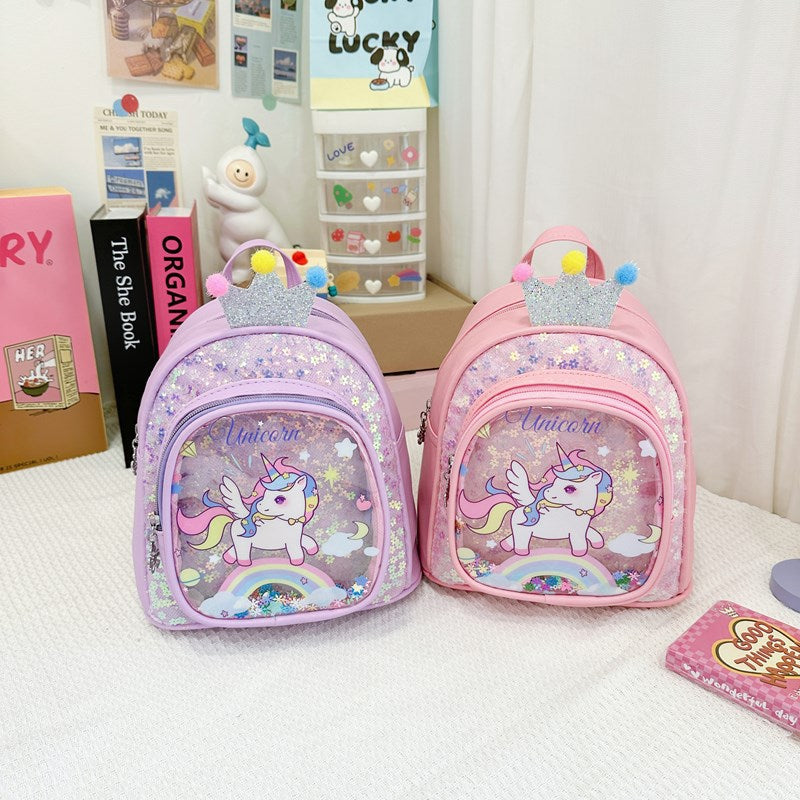 Eboo Cute Glitter Crown Unicorn Kids Backpack Ã¢?? Sparkling Sequin Mini School Bag