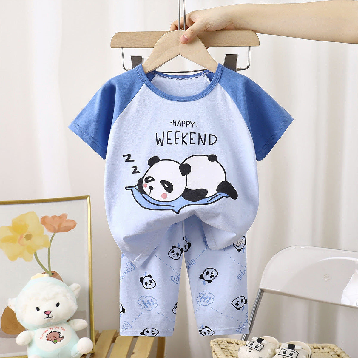 Eboo Baby Boys & Girls Panda Print Summer T-Shirt & Shorts Set | Soft Cotton 2-Piece Outfit
