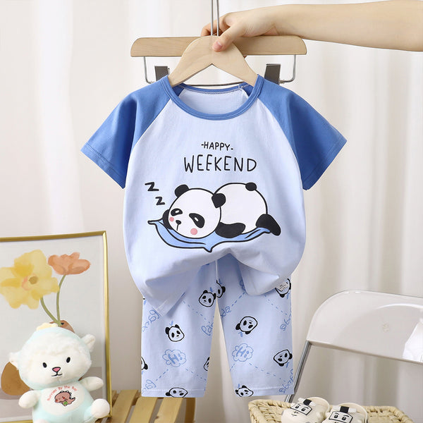 Eboo Baby Boys & Girls Panda Print Summer T-Shirt & Shorts Set | Soft Cotton 2-Piece Outfit