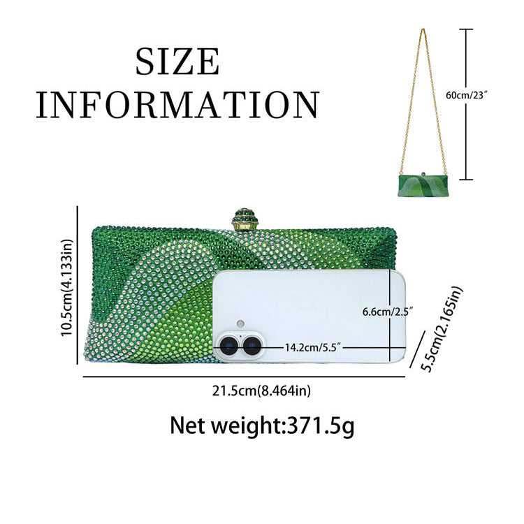 Eboo Luxury Wave Crystal Clutch Bag for Women – Designer Rhinestone Evening Party Handbag