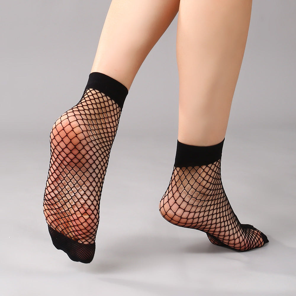 Eboo Women’s Black Fishnet Mesh Socks – Stylish Sheer Net Ankle Socks