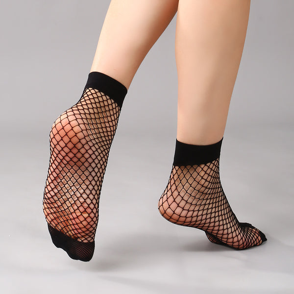 Eboo Womenâ??s Black Fishnet Mesh Socks â?? Stylish Sheer Net Ankle Socks