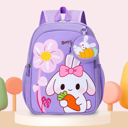 Eboo Cute Purple Bunny & Flower Kids School Bag with Small Matching Pouch