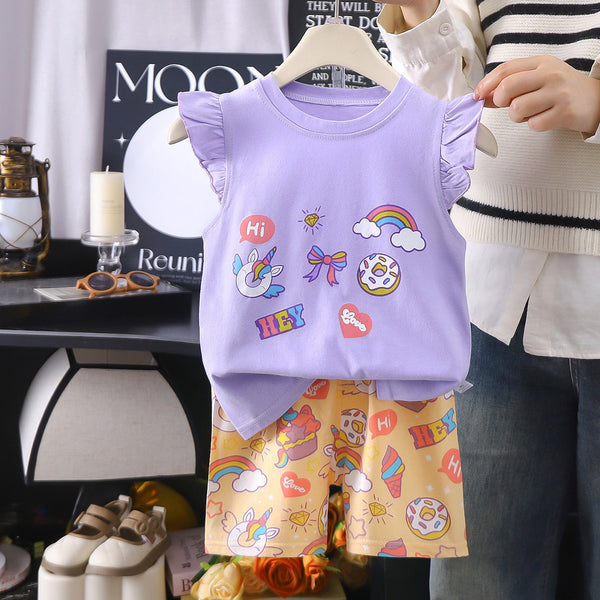 Eboo Baby Girls' Cute Bunny Summer Shorts Set