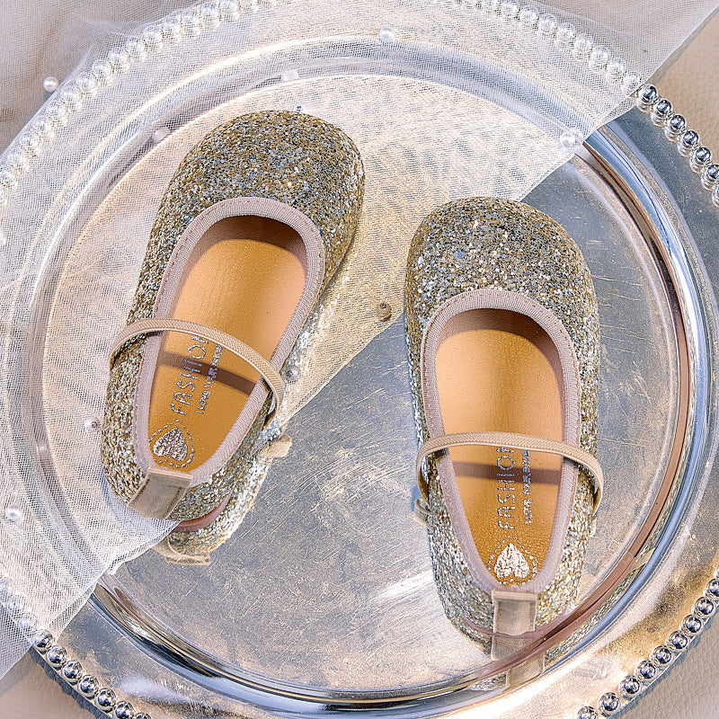 Eboo  Girls Glitter Princess Ballet Flats Shoes Ballerina Dress Shoes for Wedding Party