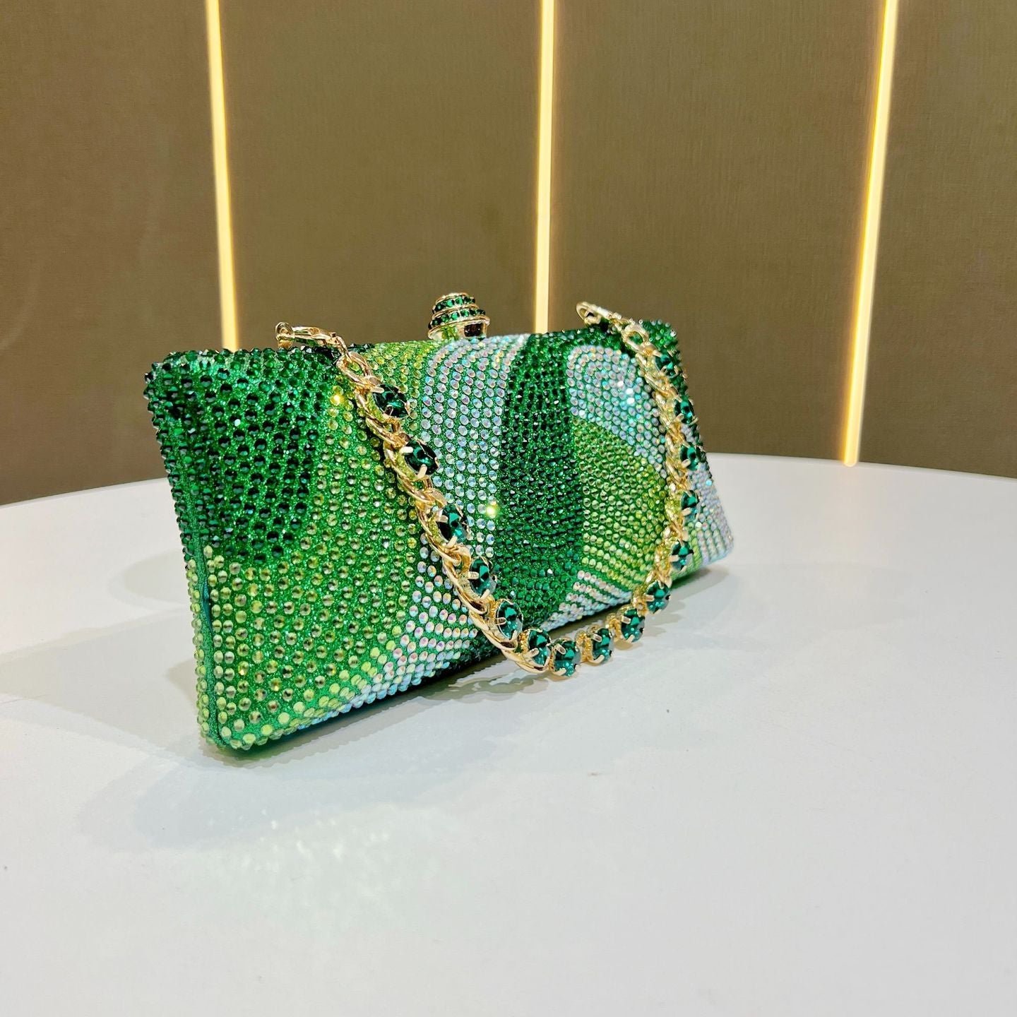 Eboo Luxury Wave Crystal Clutch Bag for Women – Designer Rhinestone Evening Party Handbag