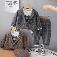 Eboo Baby Boy Plaid Formal Suit Set – 4-Piece Gentleman Outfit With Bowtie