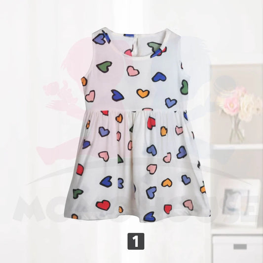 Eboo Princess Multi-Heart Printed Frock for Baby Girls